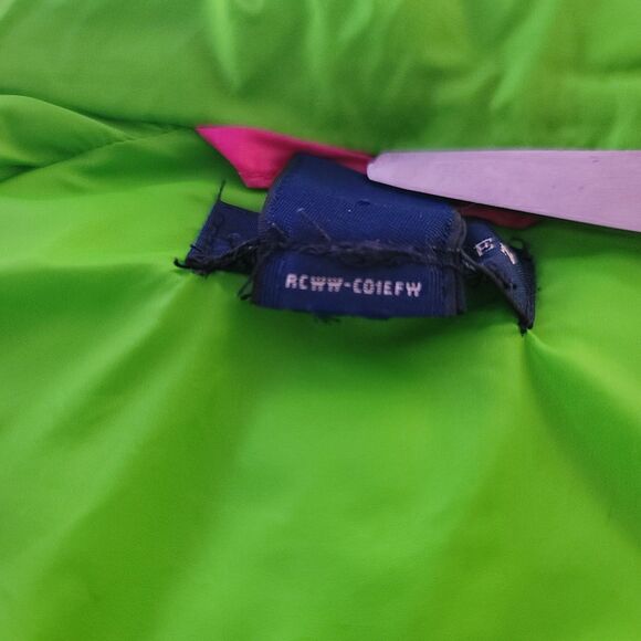 Ralph Lauren Puffer Down Vest Kids 4T Green Pink Girls Big Pony Outerwear Wicked - Picture 5 of 8